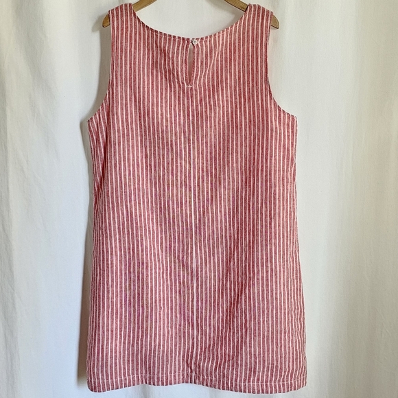 Beach Lunch Lounge Red & White Sleeveless Stripe Linen Dress - Picture 5 of 15